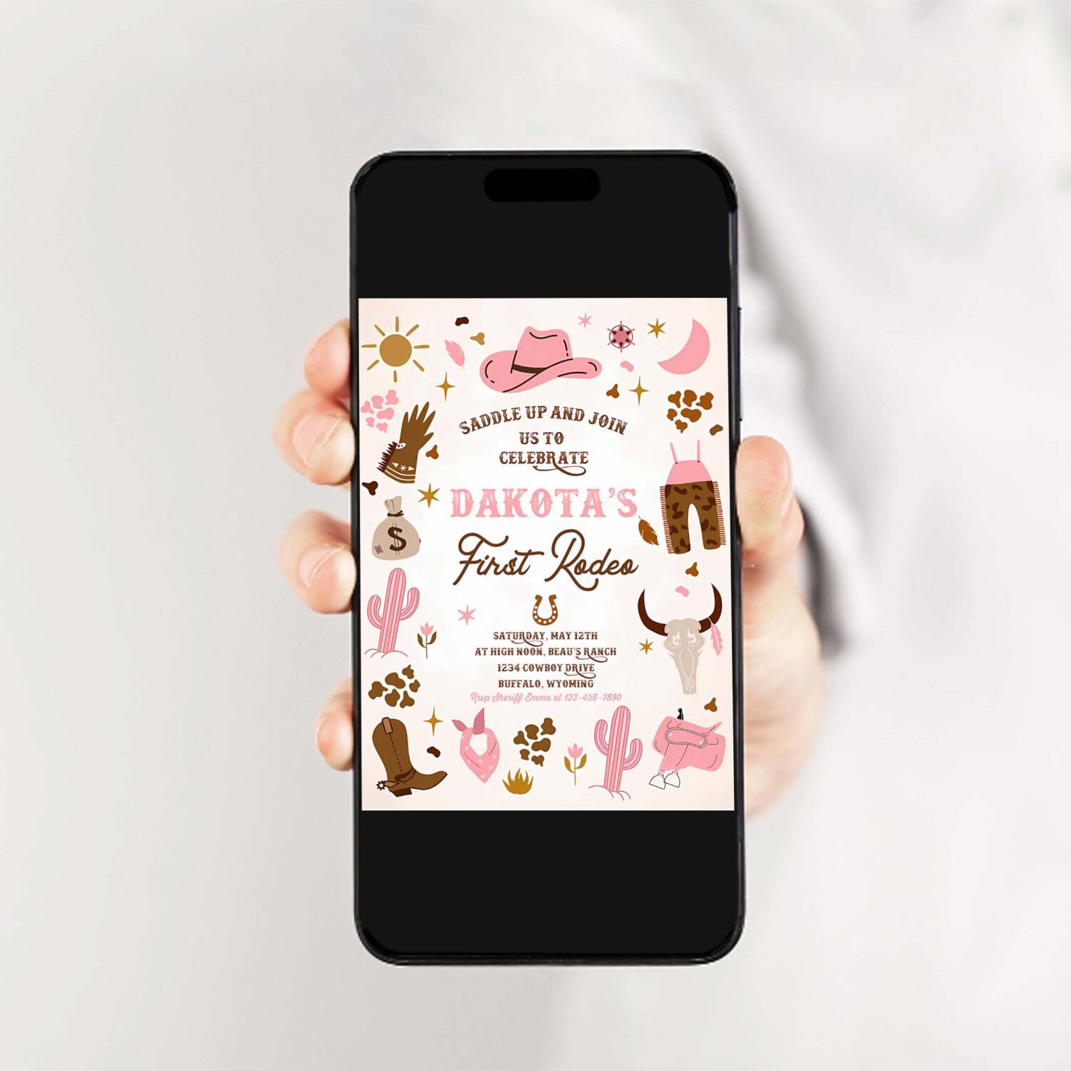 Editable cowgirl birthday party invitation wild west cowgirl 1st rodeo birthday party southwestern ranch birthday party instant download u8 2