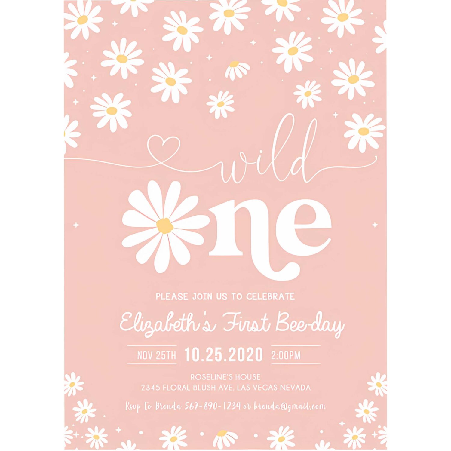 Editable daisy birthday party invitation boho daisy wild one 1st birthday bohemian floral groovy party template 4