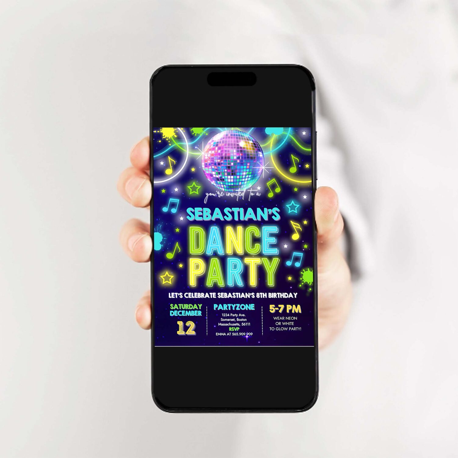 Editable dance party invitation glow dance party birthday invitation neon glow disco party glow dance disco party 2