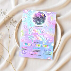 Editable dance party invitation tie dye dance party invitation glow tie dye dance party neon glow disco dance party 1