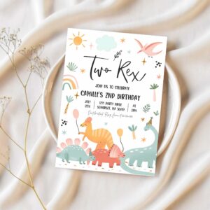 Editable dinosaur birthday party invitation dinosaur two rex birthday party jurassic dinomite 2nd birthday party 1