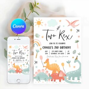 Dinosaur Invitation, Dinosaur Birthday Party Invitation