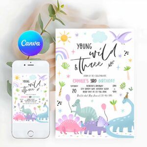 Dinosaur Invitation, Dinosaur Birthday Party Invitation