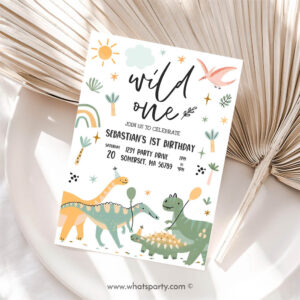 Wild One Invitation, Dinosaur Birthday Party Invitation Dinosaur Wild One 1st Birthday, Birthday Party Invitation