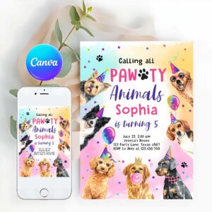 Dog Invitation, Dogs Birthday Party Invitation