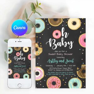 Donut Invitation, Donut Baby Shower Invitation