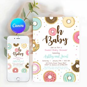 Donut Invitation, Donut Baby Shower Invitation