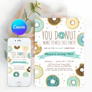 Donut Invitation, Donut Birthday Invitation