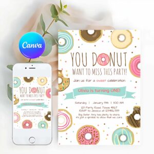 Donut Invitation, Donut Birthday Invitation
