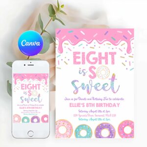 Donut Invitation, Donut Eight Is Sweet Birthday Invitation
