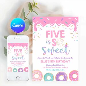 Donut Invitation, Donut Five Is Sweet Birthday Invitation