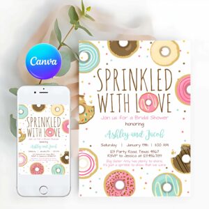 Donut Invitation, Donut Sprinkle Invitation, Sprinkled With Love Coed Baby Shower Invitation