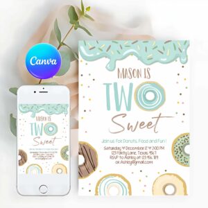 Donut Invitation, Donut Two Sweet Birthday Invitation