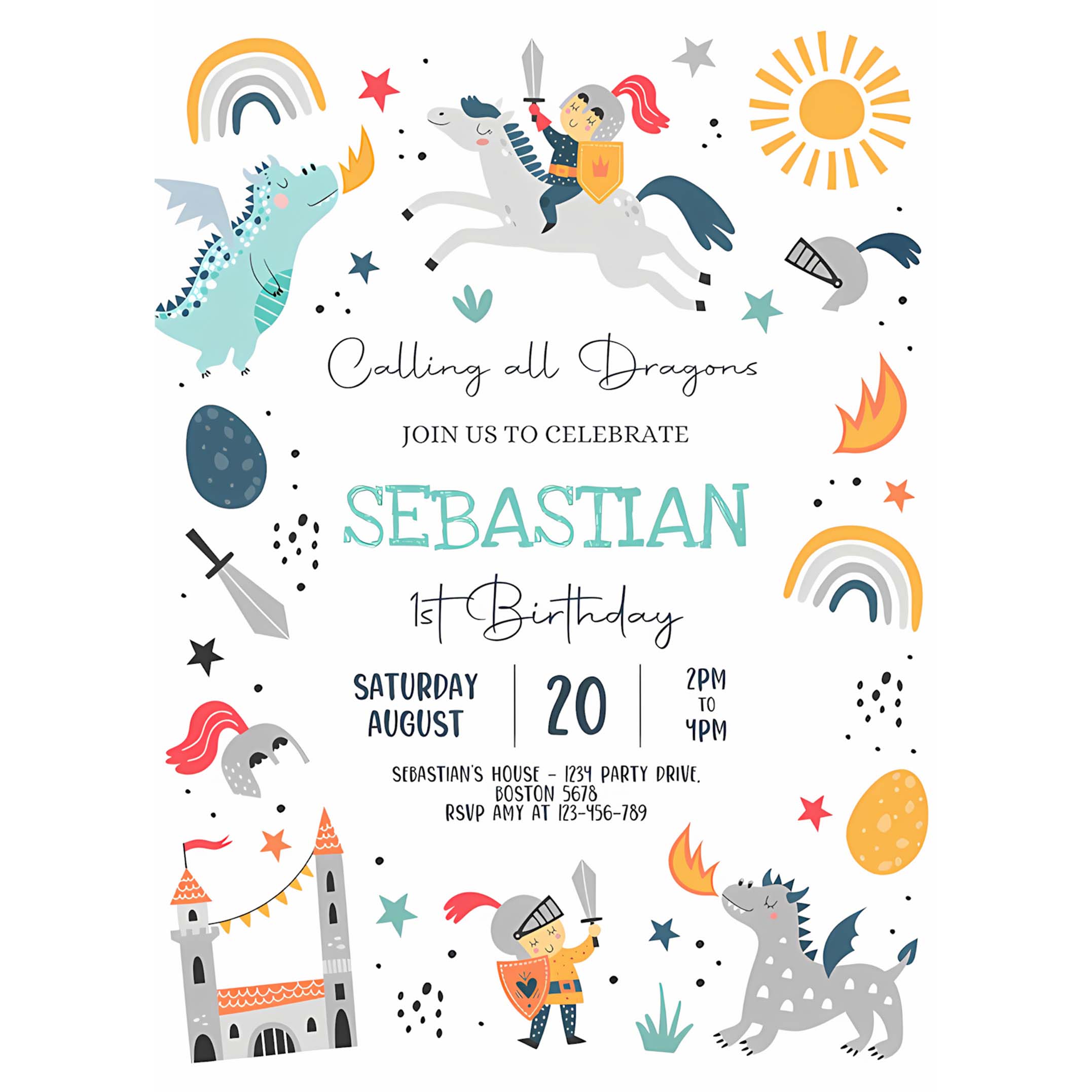 Editable Dragon Birthday Party Invitation Dragons And Knights Birthday Mythical Magical Creatures Birthday Party