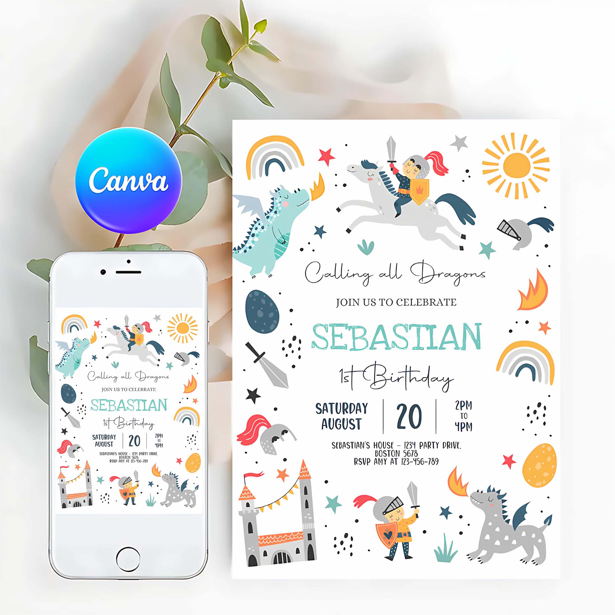 Editable Dragon Birthday Party Invitation Dragons And Knights Birthday Mythical Magical Creatures Birthday Party