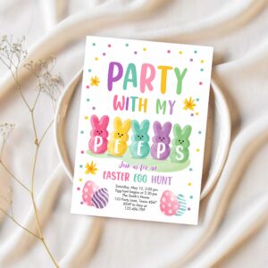 Editable easter egg hunt invitation easter peeps invitation easter invite party with my peeps spring download printable template corjl 0449 1
