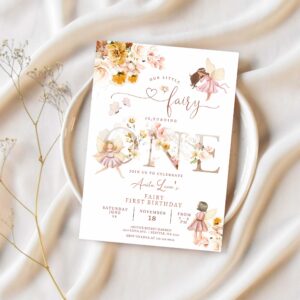 Editable fairy birthday invitation butterfly magical wildflower garden fairy floral fairy birthday invite 1