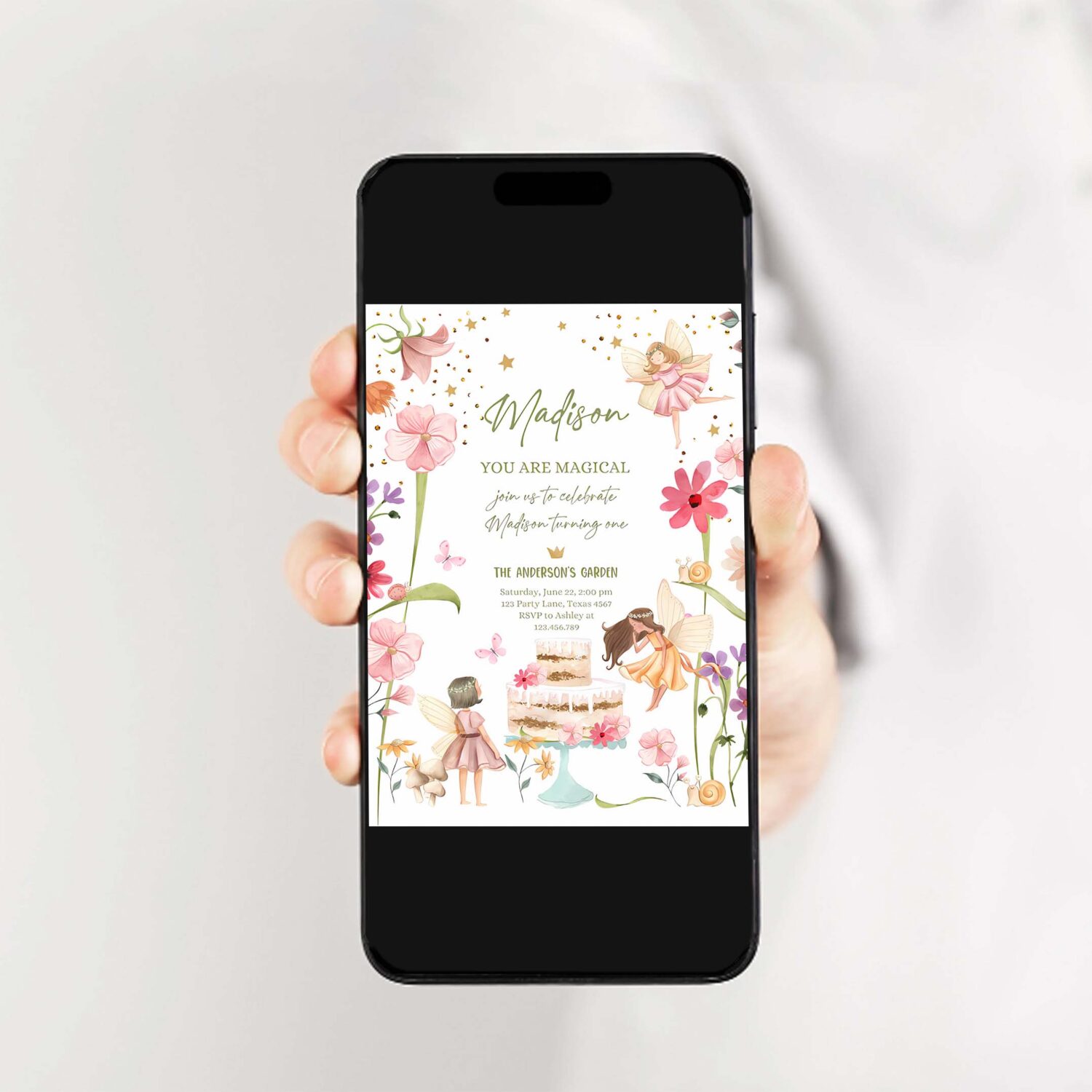 Editable fairy birthday invitation garden party fairy birthday forest girls 1st birthday magical download printable template corjl 0406 2