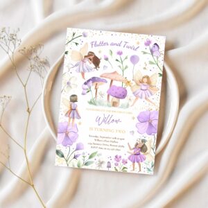 Editable fairy birthday invitation whimsical enchanted pixie fairy party magical floral fairy princess party 1