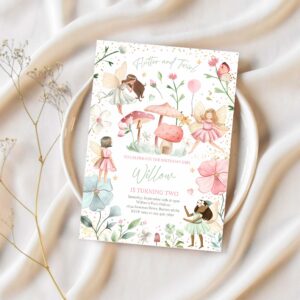 Editable fairy birthday invitation whimsical enchanted pixie fairy party magical floral fairy princess party instant download editable ft 1