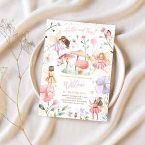 Editable fairy birthday invitation whimsical enchanted pixie fairy party magical floral fairy princess party instant download editable sf 1