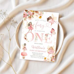 Editable fairy birthday invitation whimsical wildflower fairy 1st birthday magical floral fairy garden birthday instant download editable wf 1