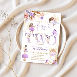 Editable fairy birthday invitation whimsical wildflower fairy 2nd birthday magical floral fairy garden birthday instant download editable wf 1