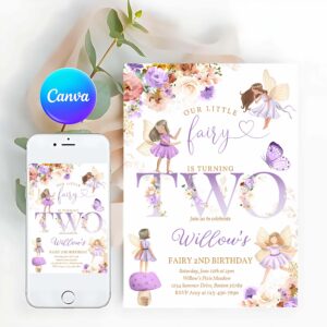 Fairy Invitation, Whimsical Wildflower Fairy 2nd Birthday, Magical Floral Fairy Garden Birthday Invitation