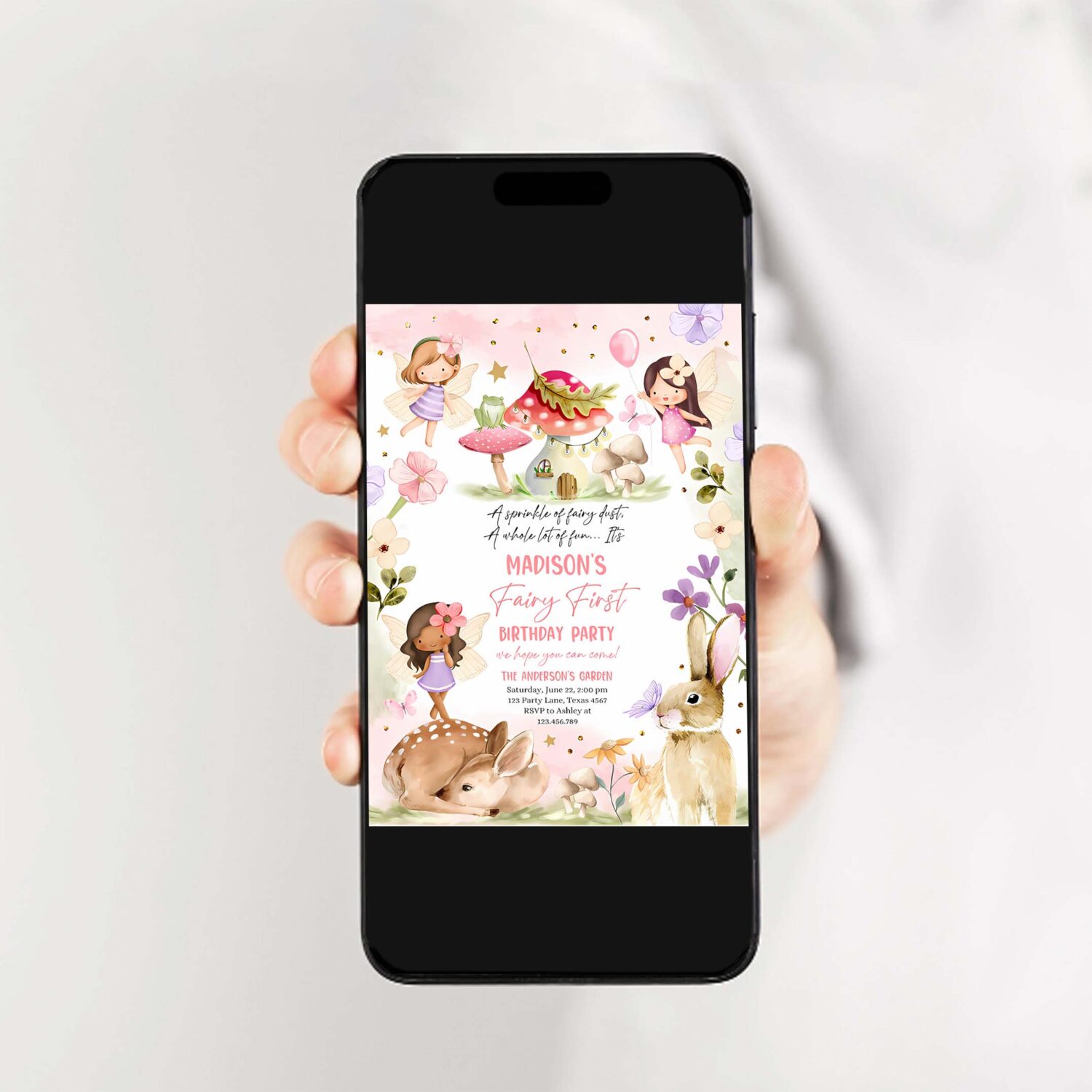 Editable fairy birthday invite whimsical enchanted pixie fairy party floral fairy invitation girl download printable template corjl 0438 2