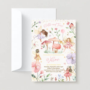 Editable fairy birthday invite whimsical enchanted pixie fairy party magical floral fairy princess party 2