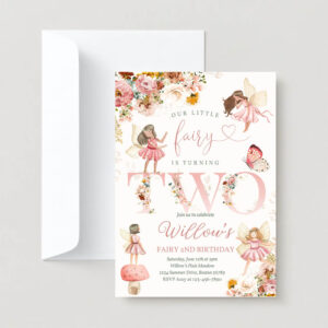 Editable fairy birthday party invite whimsical wildflower fairy 2nd birthday magical floral fairy garden birthday instant download editable wf 2