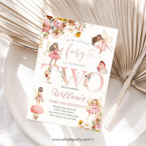 Fairy Invitation, Invite Whimsical Wildflower Fairy 2nd Birthday, Magical Floral Fairy Garden Birthday Invitation