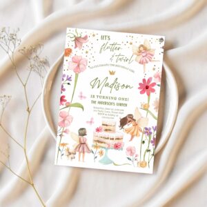 Editable fairy princess birthday invitation girl pink floral fairy party whimsical garden download printable template corjl digital 0406 1