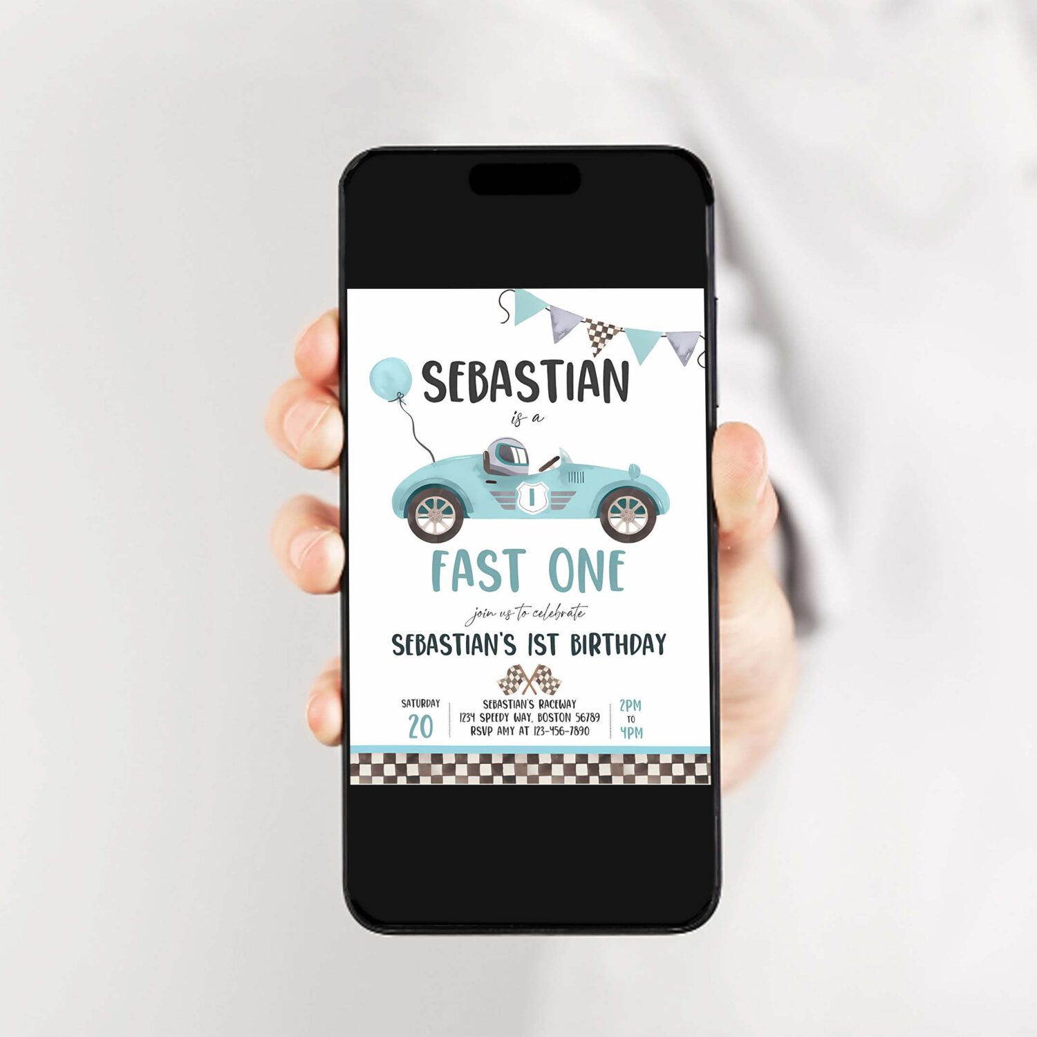 Editable fast one race car 1st birthday invitation race car fast one birthday boy vintage blue race car 1st birthday instant download e5 2