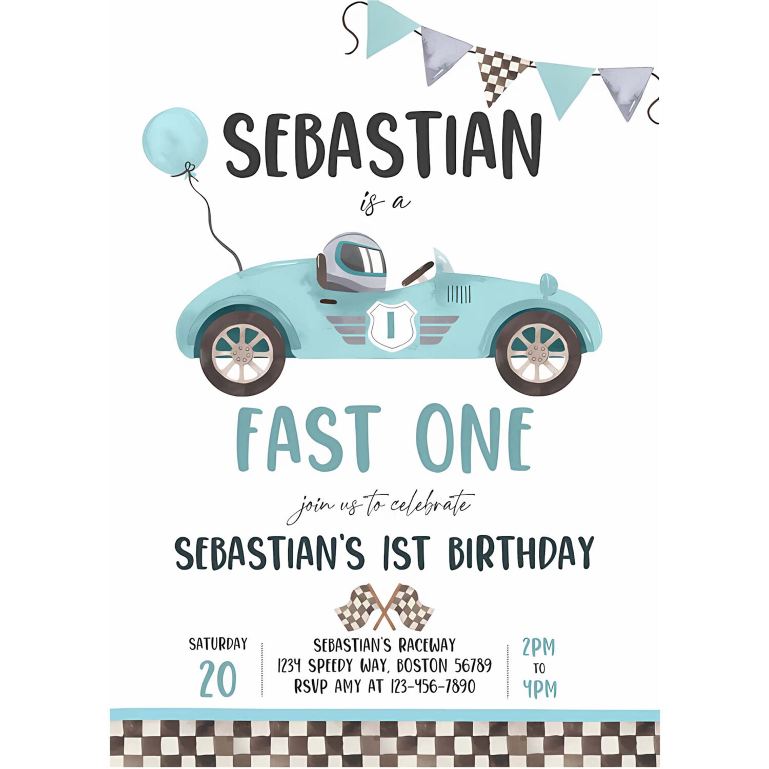 Editable fast one race car 1st birthday invitation race car fast one birthday boy vintage blue race car 1st birthday instant download e5 4