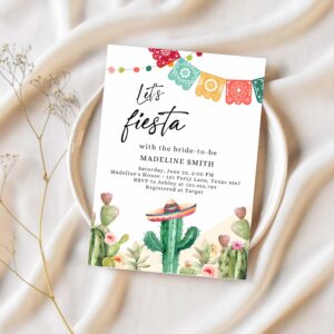 Editable fiesta bridal shower invitation couples shower mexican cactus succulent desert floral printable invitation template corjl 0404 1
