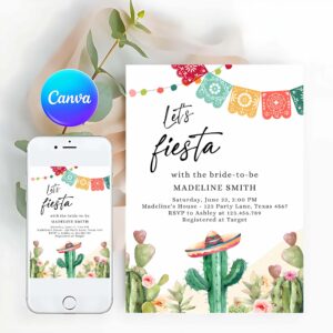 Fiesta Invitation, Fiesta Bridal Shower Invitation, Mexican Cactus Succulent Desert Floral Invitation