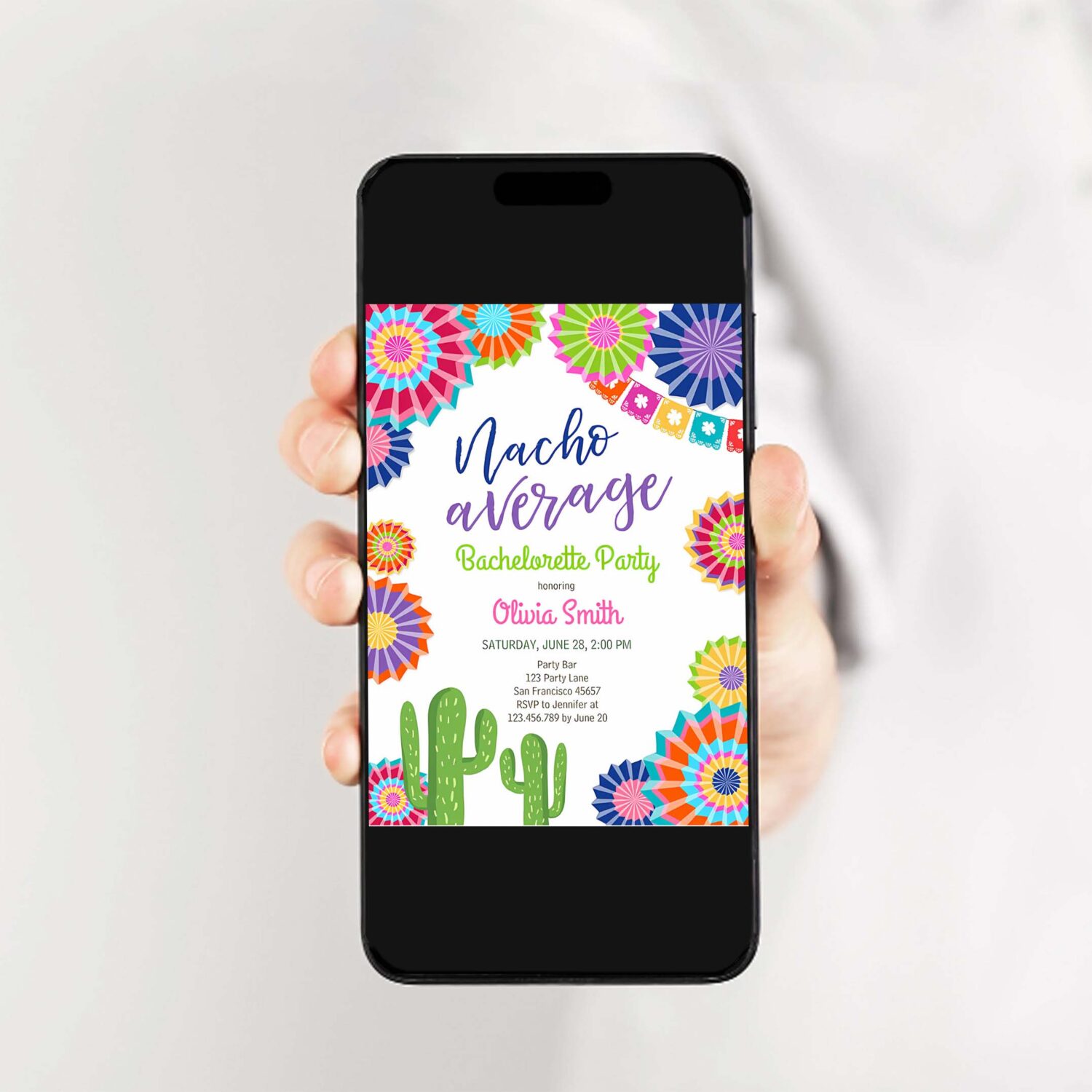 Editable fiesta nacho average bachelorette party invitation cactus mexican bridal shower digital download corjl template printable 0236 2