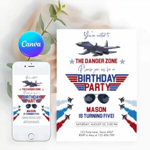 Fighter Pilot Birthday Invitation Fighter Jet Pilot Invitation