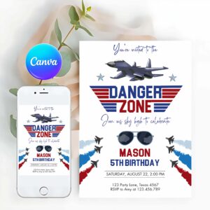 Fighter Pilot Birthday Party Invitation