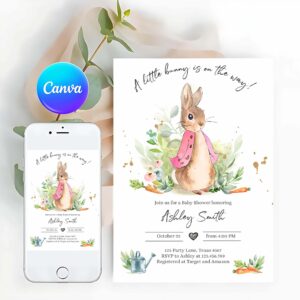 Bunny Invitation, Flopsy Bunny Baby Shower Invitation