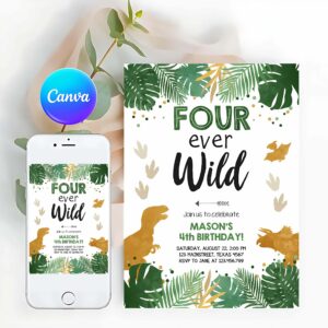 Wild One Invitation, Four Ever Wild Birthday Invitation