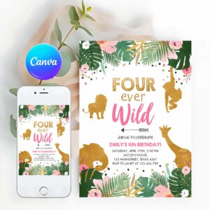 Wild One Invitation, Fourever Wild Birthday Invitation