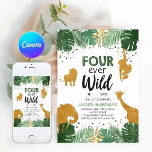 Wild One Invitation, Fourever Wild Birthday Invitation
