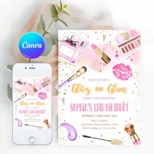Glitz And Glam Invitation, Glitz And Glam Birthday Party Invitation