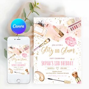 Glitz And Glam Invitation, Glitz And Glam Birthday Party Invitation