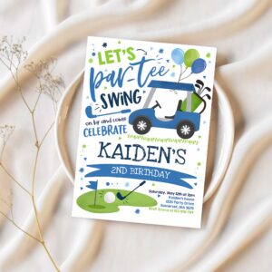 Editable golf birthday invitation lets par tee golf birthday invitation golfing golf ball birthday par tee gold party 1