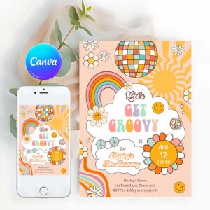 Groovy Invitation, Groovy Birthday Party Invitation