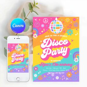 Groovy Invitation, Groovy Disco Party Invitation
