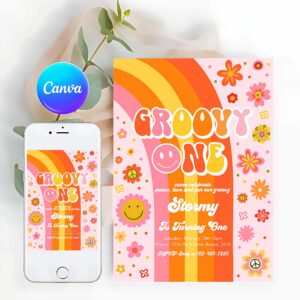 Groovy Invitation, Groovy One Birthday Party Invitation
